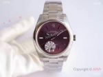 Replica Rolex Oyster Perpetual Red Grape Dial Stainless Steel Swiss 3132 Watch JF Factory